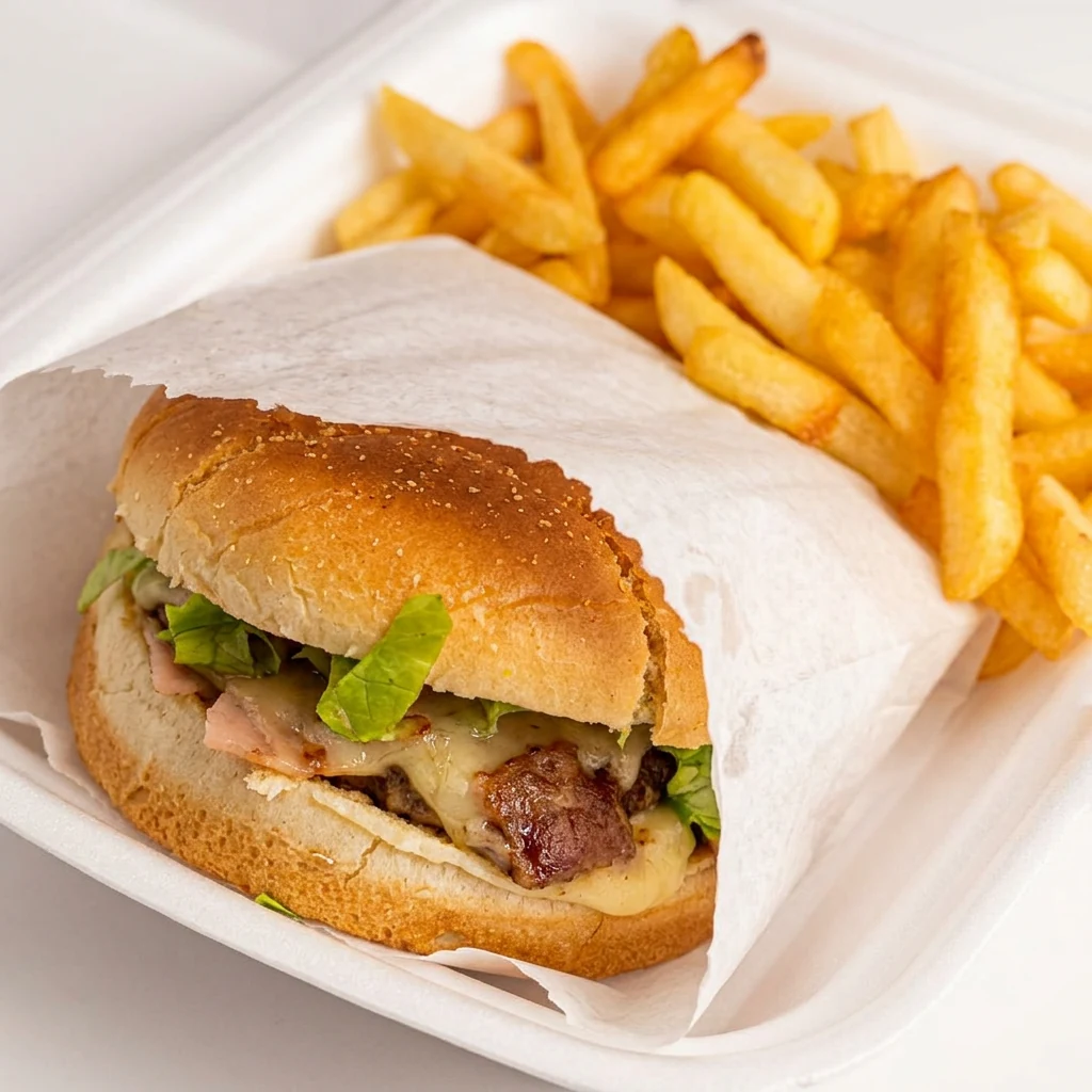Combo real de hambúrguer artesanal com fritas